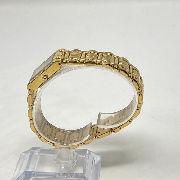 Vtg Jules Jurgensen Diamond Tank Watch Women 19mm Gold Tone New Battery 7.25" - Picture 5 of 16